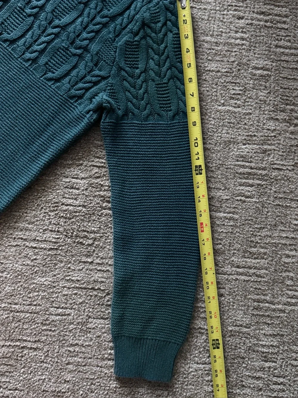 J. Crew Men's Heavyweight Mixed Texture Cable Knit Sweater L Dark Green Heritage